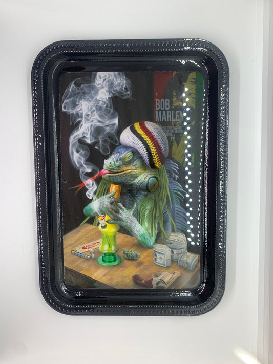 420 Weed Smoking Rasta Lizard Rolling Make up Tray